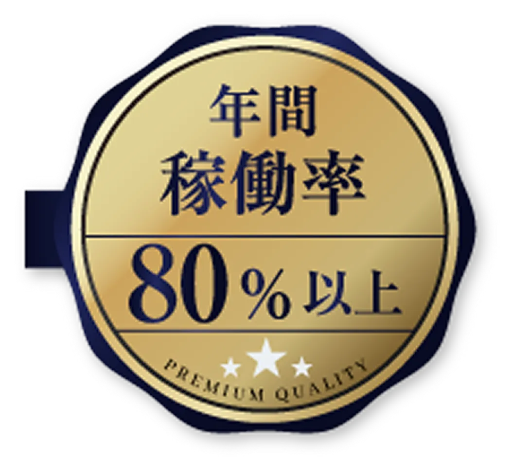 年間稼働率80%以上